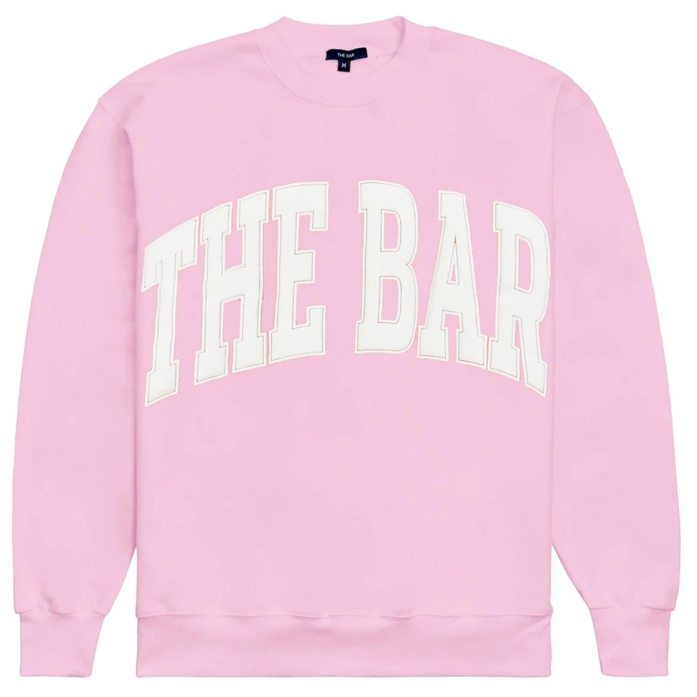 IN SEARCH OF: The Bar Varsity Sweatshirt in Blush/White in size XL, XXL, or XXXL